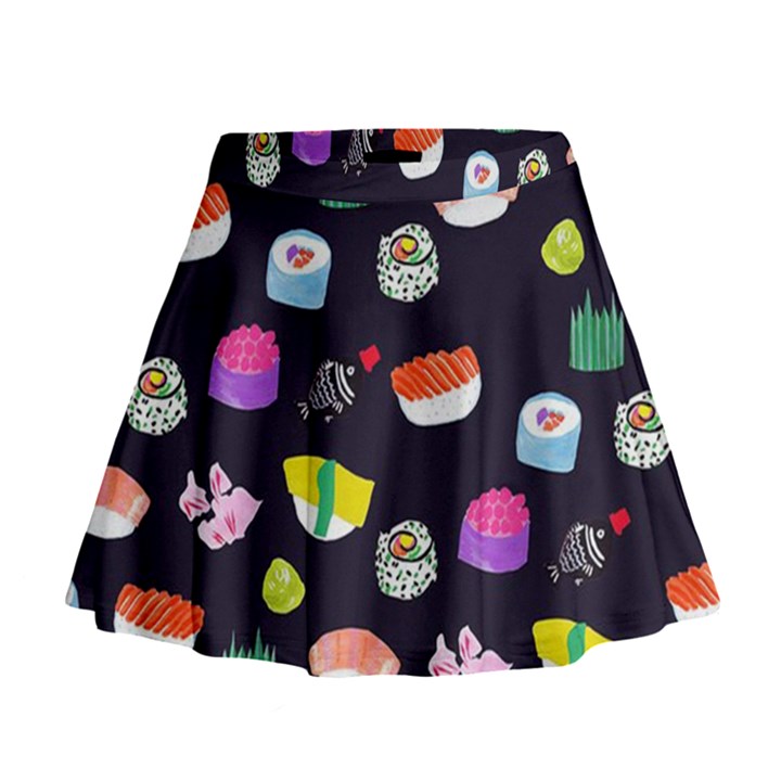 Japanese Food Sushi Fish Mini Flare Skirt