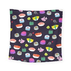 Japanese Food Sushi Fish Square Tapestry (small) by Mariart