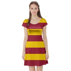 Oswald s Stripes Red Yellow Short Sleeve Skater Dress by Mariart