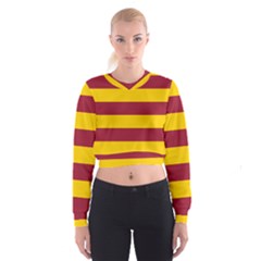 Oswald s Stripes Red Yellow Cropped Sweatshirt by Mariart