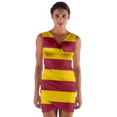 Oswald s Stripes Red Yellow Wrap Front Bodycon Dress by Mariart