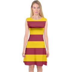 Oswald s Stripes Red Yellow Capsleeve Midi Dress by Mariart