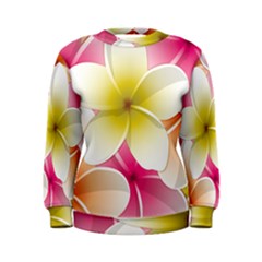 Frangipani Flower Floral White Pink Yellow Women s Sweatshirt by Mariart