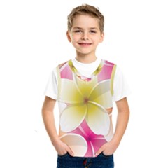 Frangipani Flower Floral White Pink Yellow Kids  Sportswear by Mariart