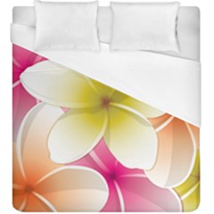 Frangipani Flower Floral White Pink Yellow Duvet Cover (king Size) by Mariart