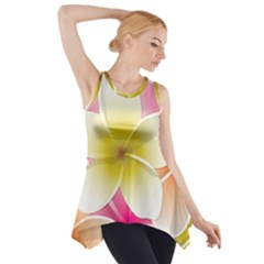 Frangipani Flower Floral White Pink Yellow Side Drop Tank Tunic by Mariart