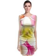 Frangipani Flower Floral White Pink Yellow Classic Sleeveless Midi Dress by Mariart