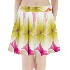 Frangipani Flower Floral White Pink Yellow Pleated Mini Skirt by Mariart