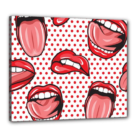 Lipstick Lip Red Polka Dot Circle Canvas 24  X 20  by Mariart