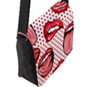 Lipstick Lip Red Polka Dot Circle Flap Messenger Bag (L)  View2