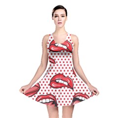 Lipstick Lip Red Polka Dot Circle Reversible Skater Dress by Mariart