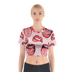 Lipstick Lip Red Polka Dot Circle Cotton Crop Top by Mariart