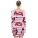 Lipstick Lip Red Polka Dot Circle Long Sleeve Off Shoulder Dress View2