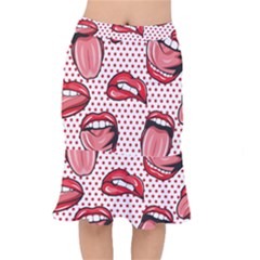 Lipstick Lip Red Polka Dot Circle Mermaid Skirt by Mariart