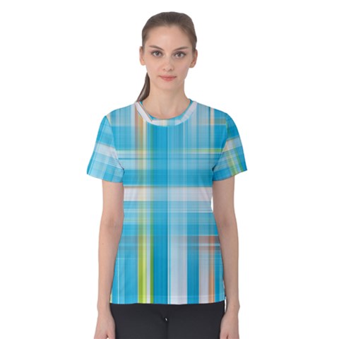 Lines Blue Stripes Women s Cotton Tee by Mariart