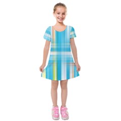 Lines Blue Stripes Kids  Short Sleeve Velvet Dress by Mariart