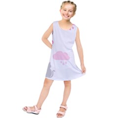 Raining Cats Dogs White Pink Cloud Rain Kids  Tunic Dress by Mariart