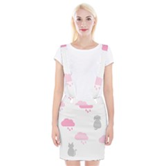 Raining Cats Dogs White Pink Cloud Rain Suspender Skirt by Mariart