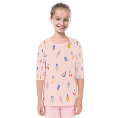 Papaya Apple Cherry Wine Fruit Pink Purple Kids  Quarter Sleeve Raglan Tee