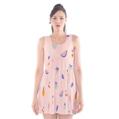 Papaya Apple Cherry Wine Fruit Pink Purple Scoop Neck Skater Dress by Mariart