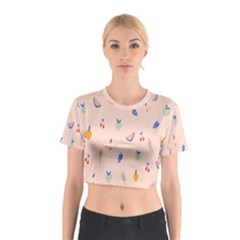 Papaya Apple Cherry Wine Fruit Pink Purple Cotton Crop Top by Mariart