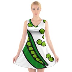 Peas Green Peanute Circle V-neck Sleeveless Skater Dress by Mariart