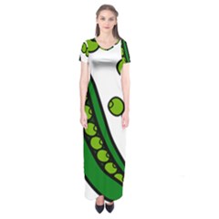 Peas Green Peanute Circle Short Sleeve Maxi Dress