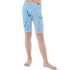 Seat Blue Polka Dot Kids  Mid Length Swim Shorts by Mariart