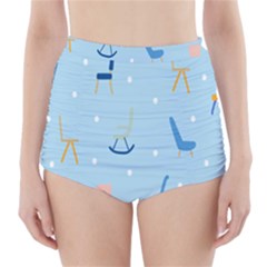 Seat Blue Polka Dot High-waisted Bikini Bottoms by Mariart