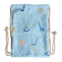 Seat Blue Polka Dot Drawstring Bag (large) by Mariart