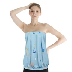 Seat Blue Polka Dot Strapless Top by Mariart