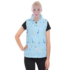 Seat Blue Polka Dot Women s Button Up Puffer Vest by Mariart