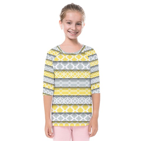 Paper Yellow Grey Digital Kids  Quarter Sleeve Raglan Tee by Mariart