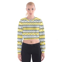 Paper Yellow Grey Digital Cropped Sweatshirt by Mariart