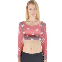 Seed Life Seamless Remix Flower Floral Red White Long Sleeve Crop Top by Mariart