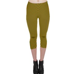 Stripy Starburst Effect Light Orange Green Line Capri Leggings  by Mariart