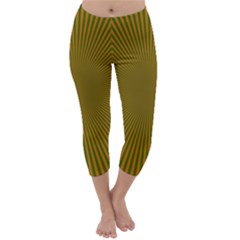 Stripy Starburst Effect Light Orange Green Line Capri Winter Leggings  by Mariart