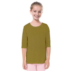 Stripy Starburst Effect Light Orange Green Line Kids  Quarter Sleeve Raglan Tee