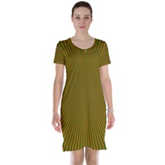 Stripy Starburst Effect Light Orange Green Line Short Sleeve Nightdress by Mariart