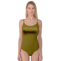 Stripy Starburst Effect Light Orange Green Line Camisole Leotard  by Mariart