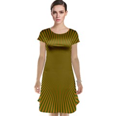 Stripy Starburst Effect Light Orange Green Line Cap Sleeve Nightdress