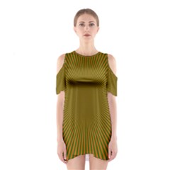 Stripy Starburst Effect Light Orange Green Line Shoulder Cutout One Piece by Mariart