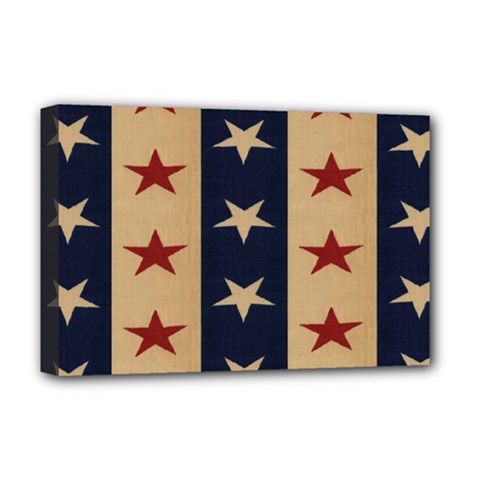 Stars Stripes Grey Blue Deluxe Canvas 18  X 12   by Mariart