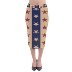 Stars Stripes Grey Blue Velvet Midi Pencil Skirt by Mariart