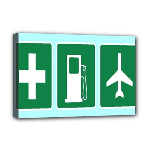 Traffic Signs Hospitals, Airplanes, Petrol Stations Deluxe Canvas 18  X 12   by Mariart