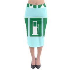 Traffic Signs Hospitals, Airplanes, Petrol Stations Midi Pencil Skirt