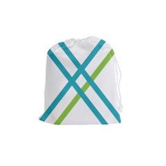 Symbol X Blue Green Sign Drawstring Pouches (medium)  by Mariart