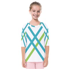 Symbol X Blue Green Sign Kids  Quarter Sleeve Raglan Tee