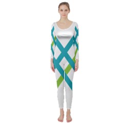 Symbol X Blue Green Sign Long Sleeve Catsuit by Mariart