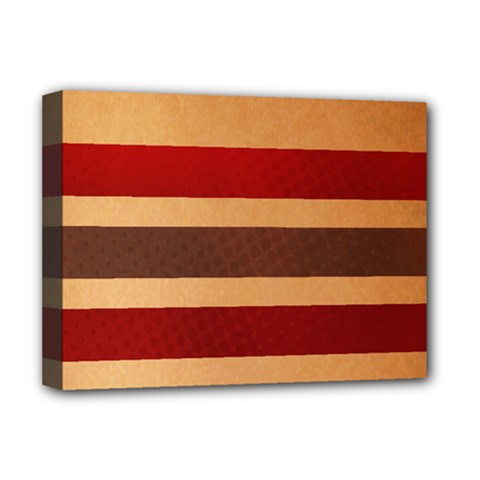 Vintage Striped Polka Dot Red Brown Deluxe Canvas 16  X 12   by Mariart